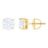 10 kt Gold Earrings 6 mm With Moissanite Ctw 1.60